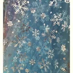 Disney Frozen Elsa Cape Sheer Fabric Aqua Silver Snowflake Yardage 4 Yar…